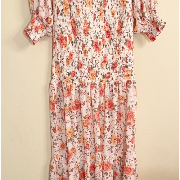 VICI fall floral semi sheer long sleeve ruched maxi dress Size Large - Picture 6 of 7